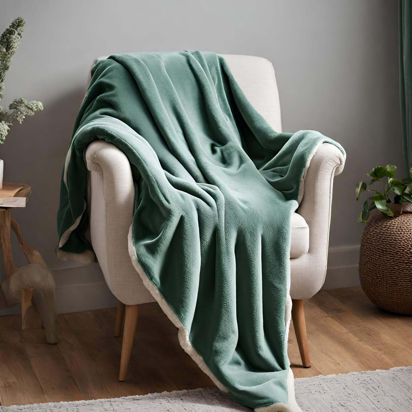 Seduce Me Please Green Throw Blankets draped on armchair
