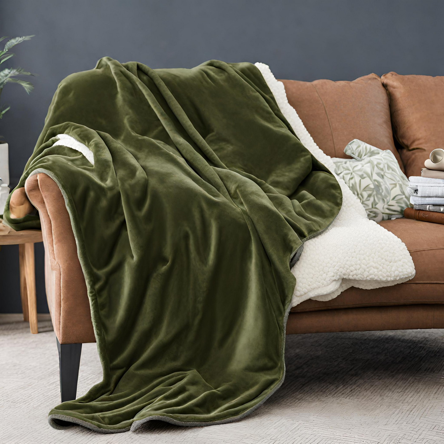 Late Night Lush Green Throw Blankets On Lounge