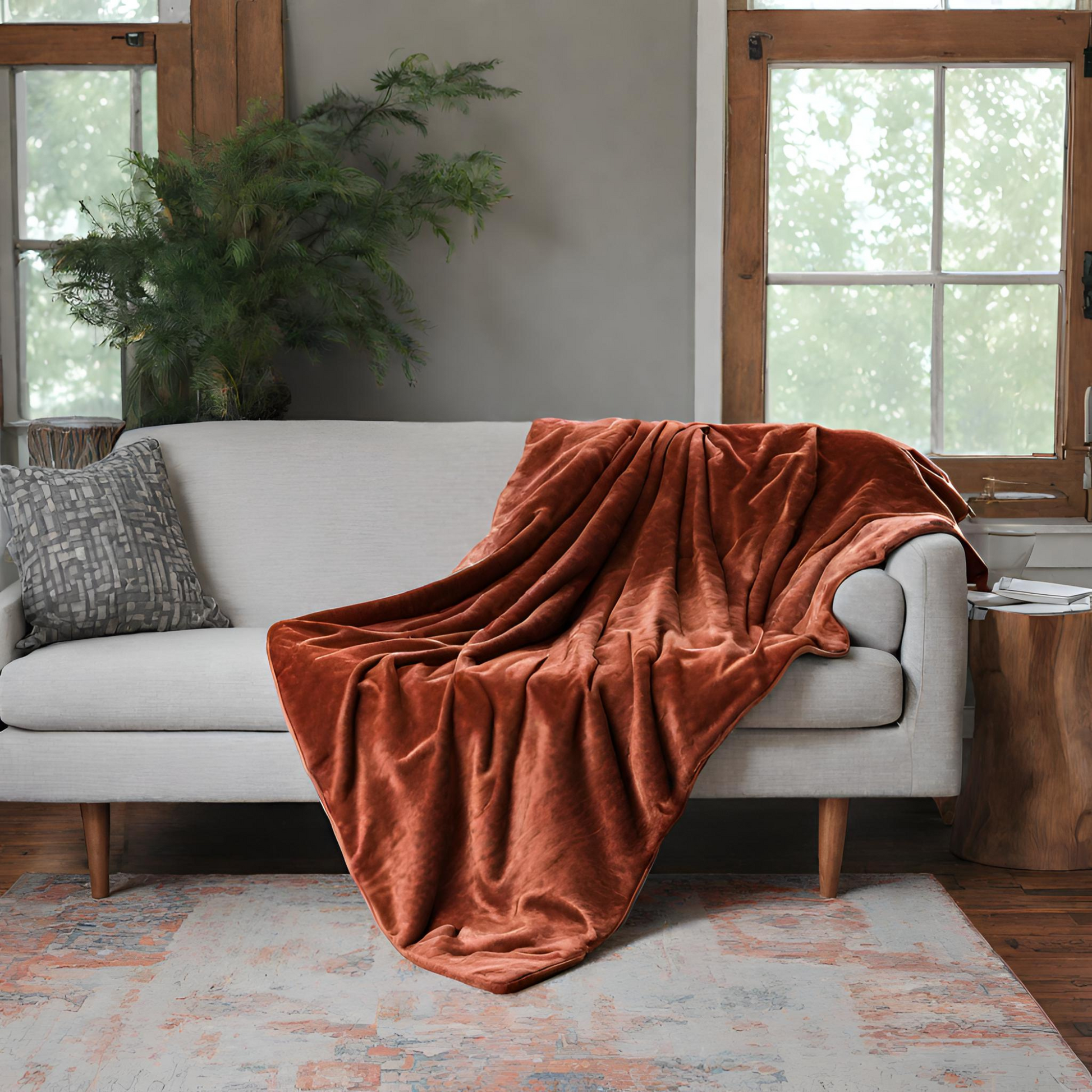 Ravish Me Red Throw Blankets draped on lounge chair