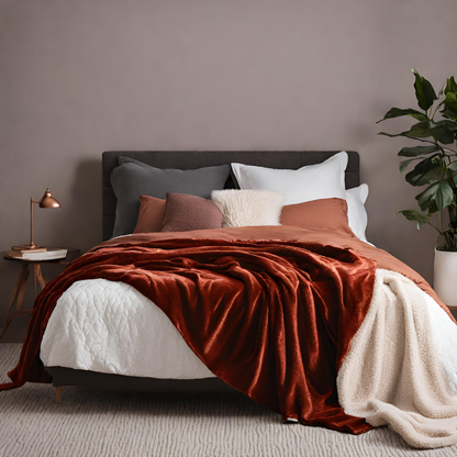 Ravish Me Red Throw Blankets on Bed