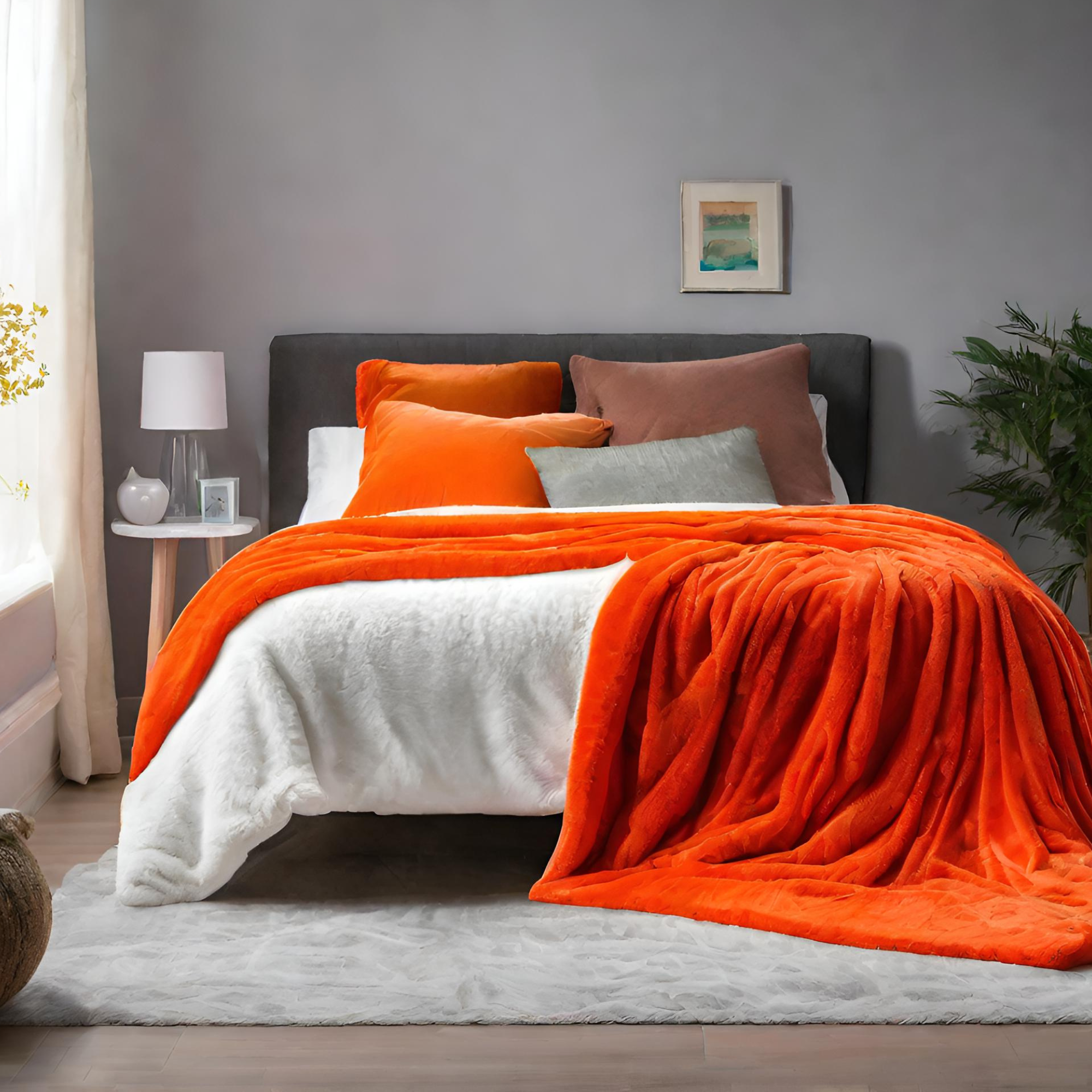 Swinging Around Australia Orange Throw Blankets On Bed
