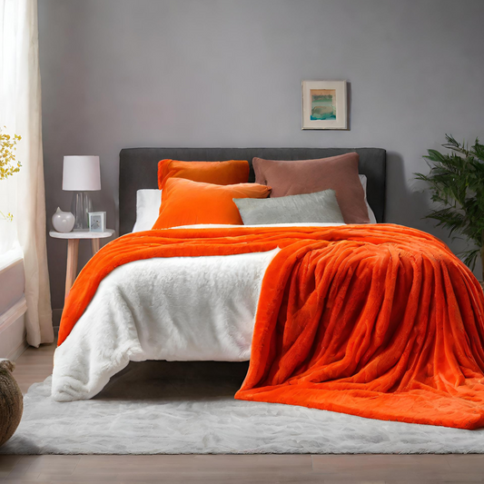 Swinging Around Australia Orange Throw Blankets On Bed
