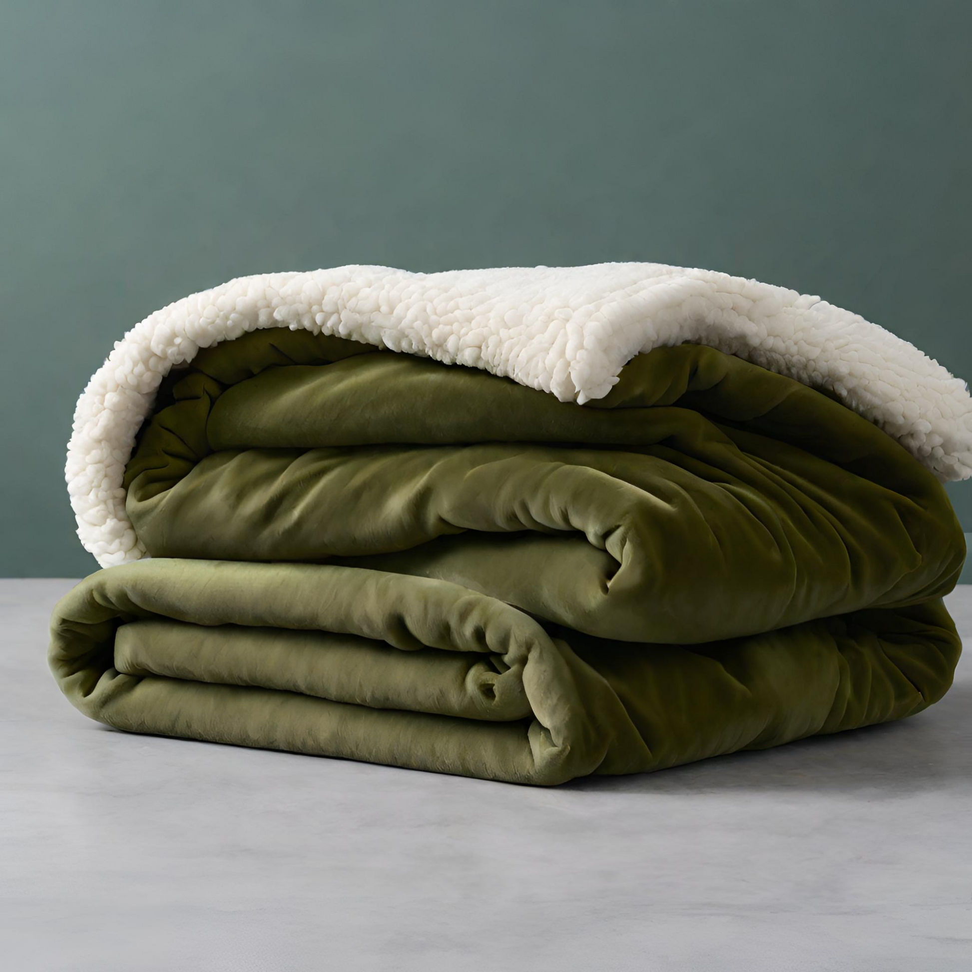 Late Night Lush Green Throw Blankets Folded up