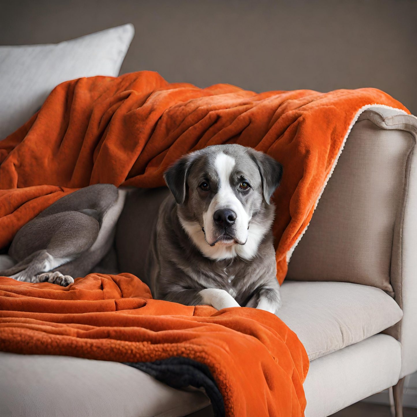 Tropical Tango Between the Sheets Orange Throw Blankets on couch dog pets