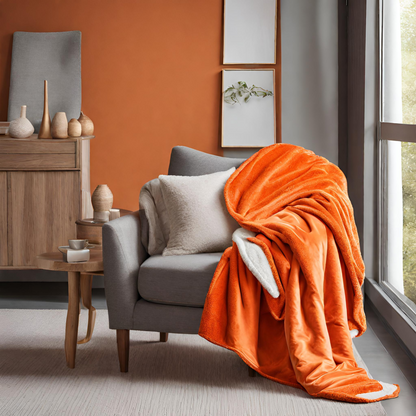 Swinging Around Australia Orange Throw Blankets draped on armchair