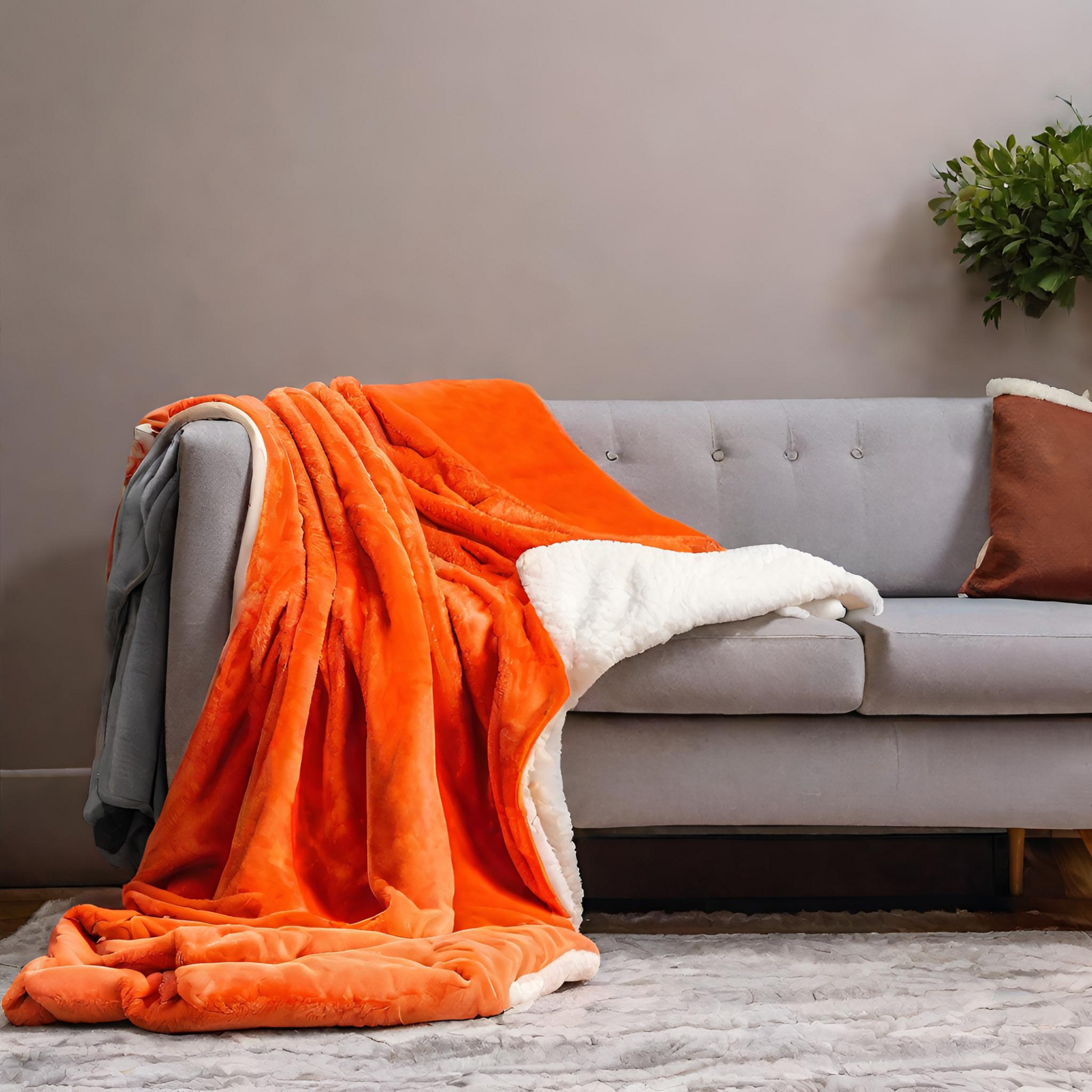 Swinging Around Australia Orange Throw Blankets drapped on couch
