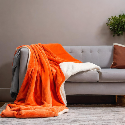 Swinging Around Australia Orange Throw Blankets drapped on couch