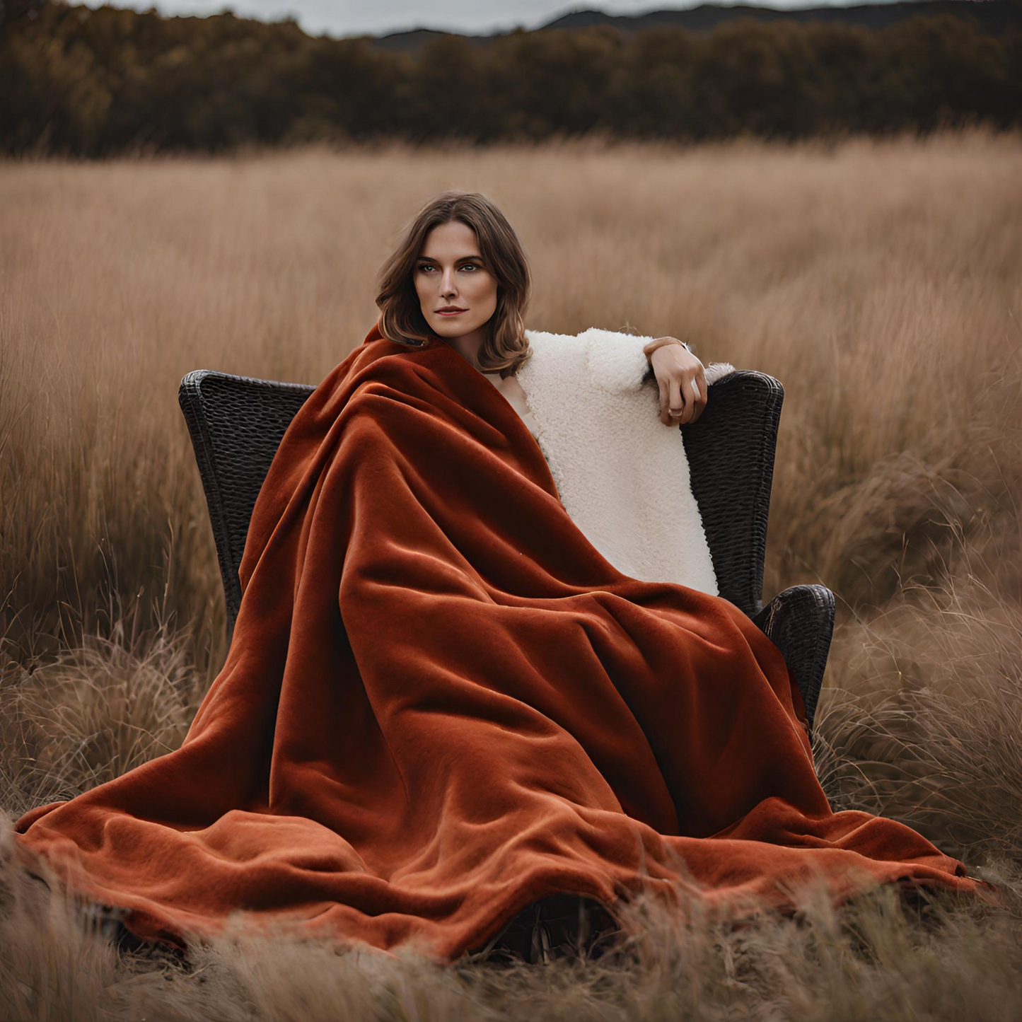 Ravish Me Red Throw Blankets Armchair on woman
